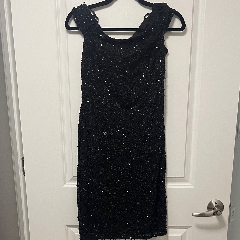 Adriana Pappel Elegant Black Sequin Dress